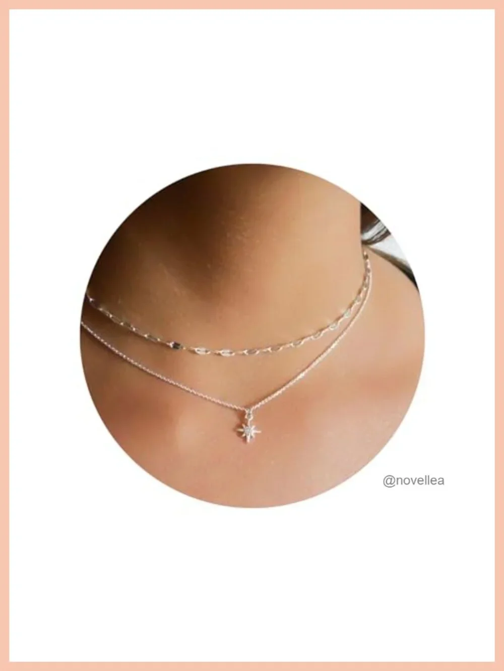 Silver Plated Stainless Steel North Star Dainty CZ Pendant Necklace Set with